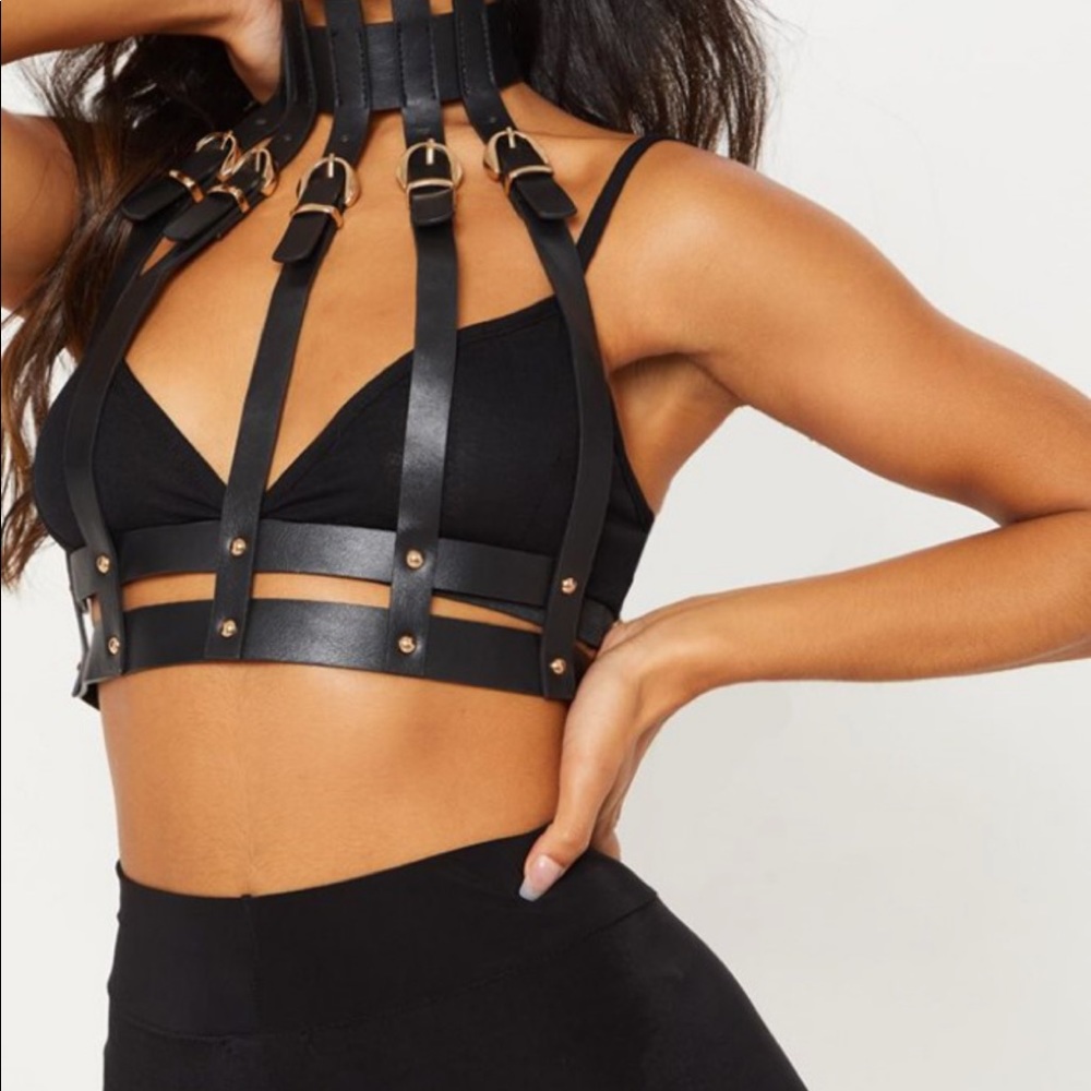 Black Faux Leather Body Harness